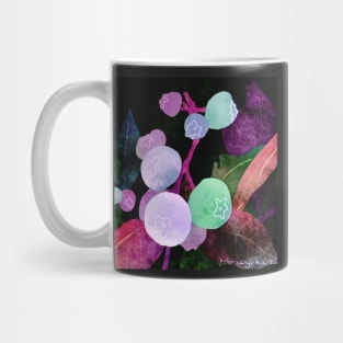 Pink Blueberry Branch Negative Painting Watercolor Mug